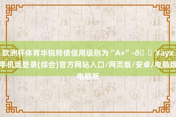 歐洲杯體育華銳轉債信用級別為“A+”-??ayx手機版登錄(綜合)官方網站入口/網頁版/安卓/電腦版